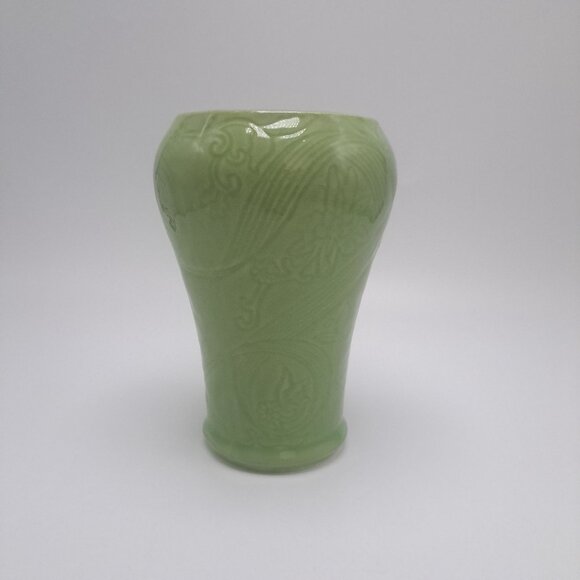 Max Factor Khara Fantasy Green Embossed Ceramic Jar Vase NO LID - Picture 9 of 10